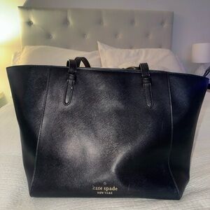 kate spade black leather tote